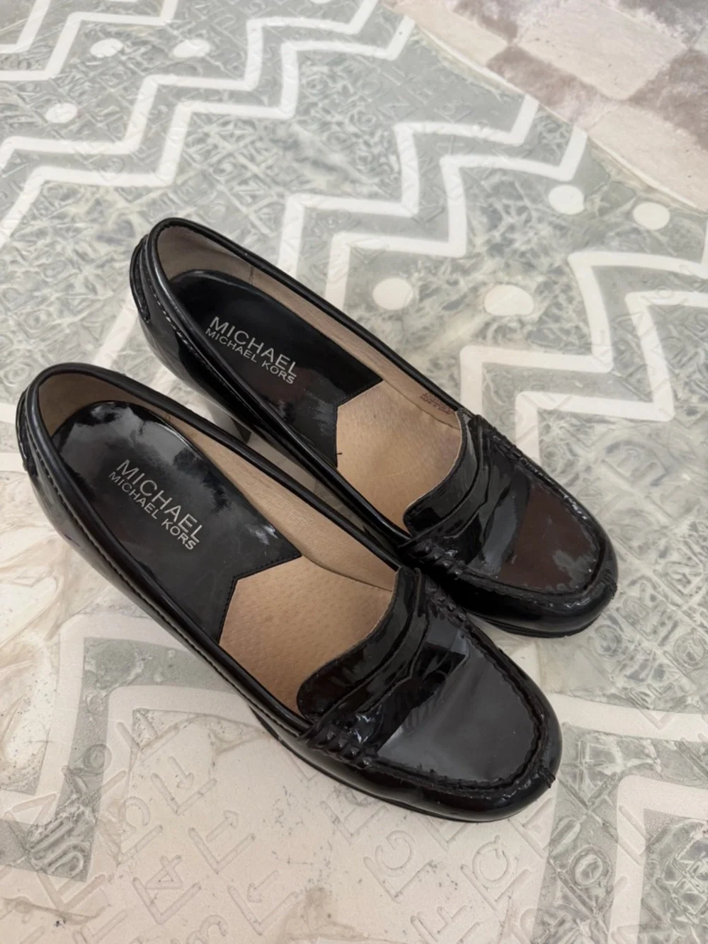 Michael Kors Black Patent Leather Penny Loafers - Women heel oxford USA 6.5